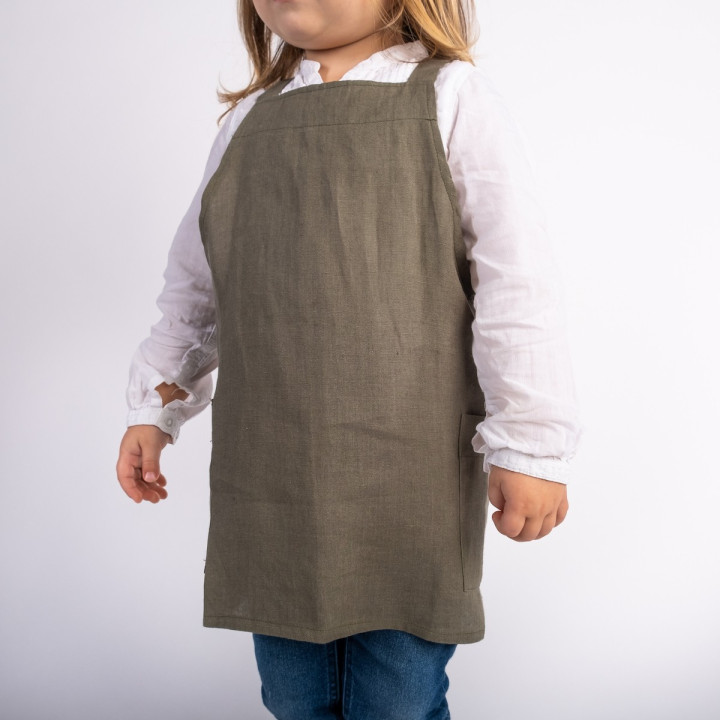 Grembiule da bambino con bretelle - 100% lino