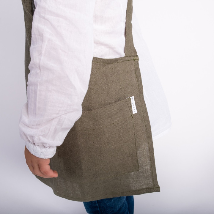 Grembiule da bambino con bretelle - 100% lino