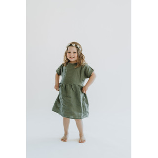 Abito da bambina Liten Lisa in lino (verde oliva)