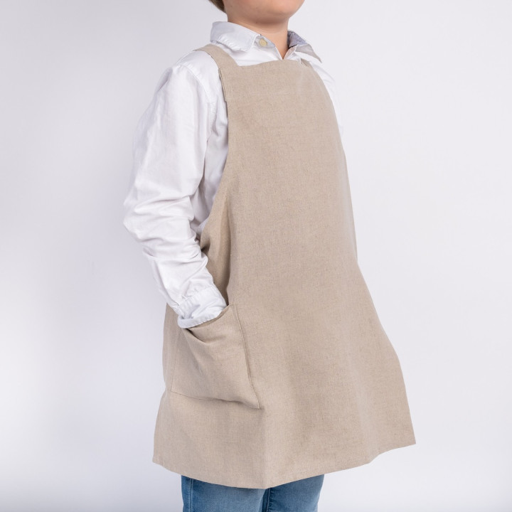 Grembiule per bambini Lotta (pesante naturale) - con bretelle