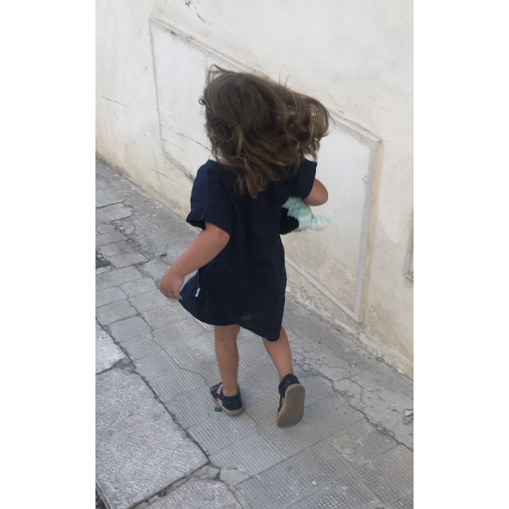Abito in lino per bambini Liten Britta (inchiostro)