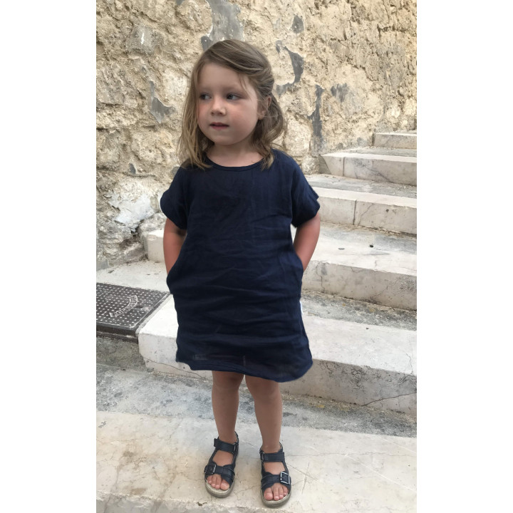 Abito in lino per bambini Liten Britta (inchiostro)