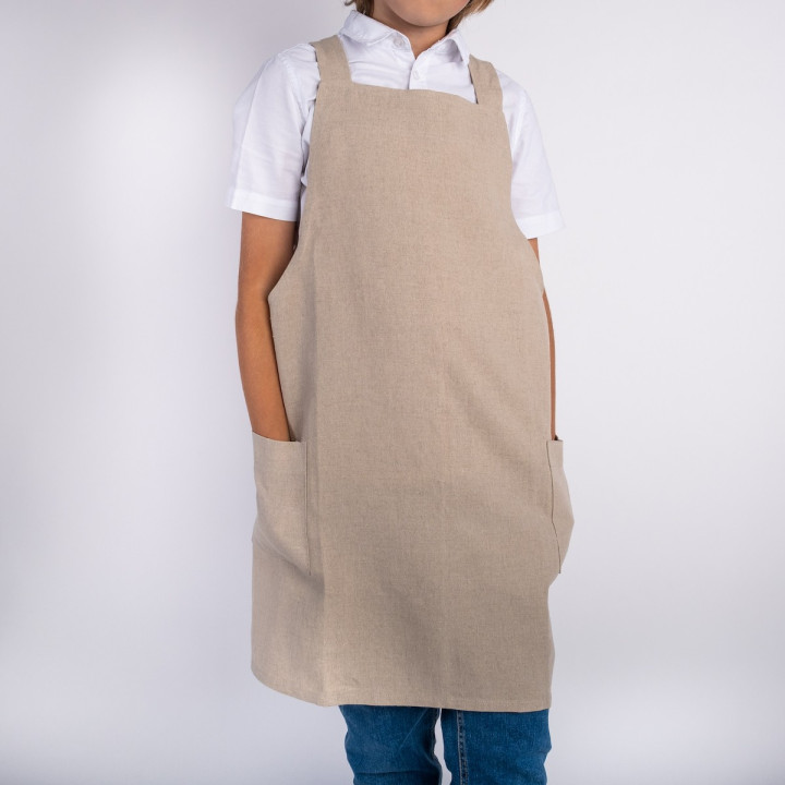 Grembiule per bambini Lotta (pesante naturale) - con bretelle