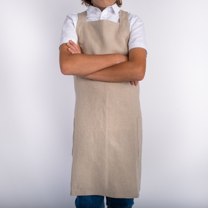 Grembiule per bambini Lotta (pesante naturale) - con bretelle
