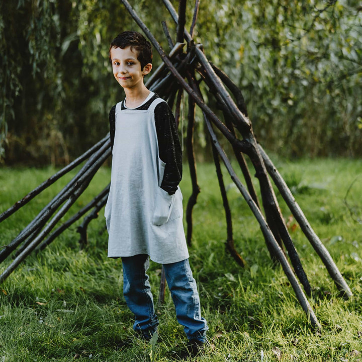Grembiule da bambina Lotta (grigio) - con bretelle