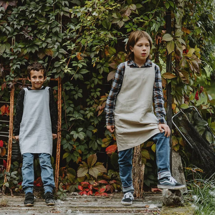 Grembiule per bambini Lotta (pesante naturale) - con bretelle