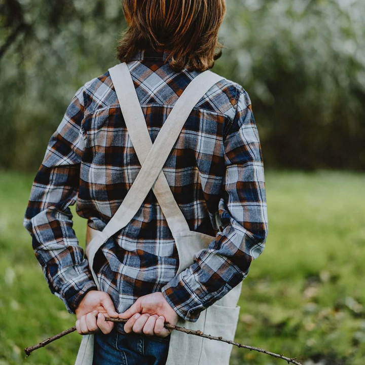 Grembiule per bambini Lotta (pesante naturale) - con bretelle