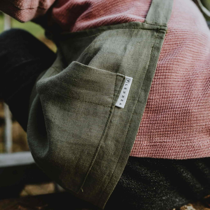 Grembiule da bambino con bretelle - 100% lino